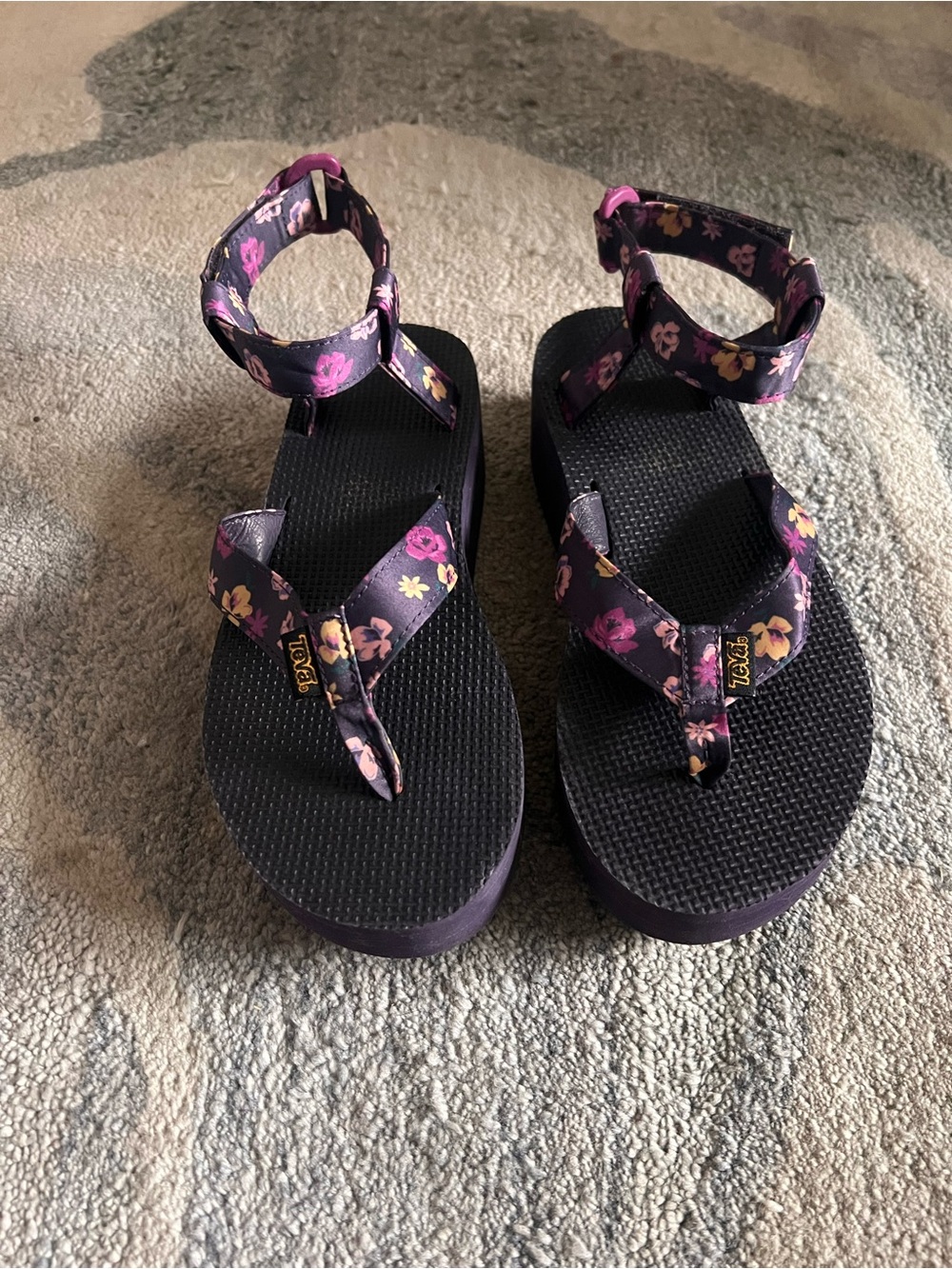 Teva Floral Ankle-Strap Sandals in Purple and Pink